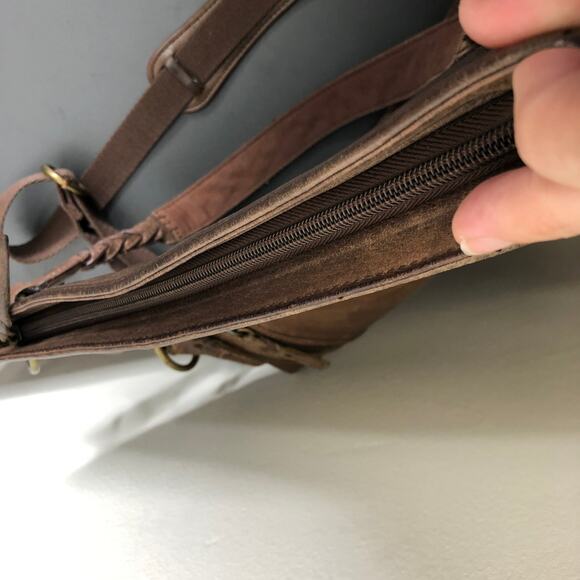 The Sak Purse Leather Satchel Brown Patina Shoulder Crossbody Strap Zip Pockets - Picture 10 of 14